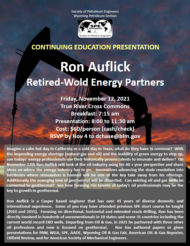 SPE Continuing Education Presentation with Ron Auflick