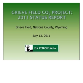 Grieve Field CO2 Project: 2011 Status Report